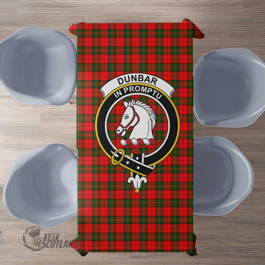 Scottish Dunbar Modern Tartan Crest Rectangle Tablecloth Full Plaid
