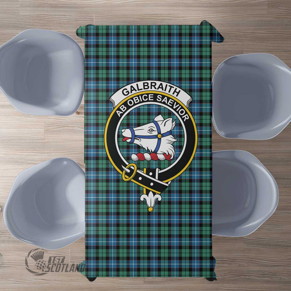 Scottish Galbraith Ancient Tartan Crest Rectangle Tablecloth Full Plaid