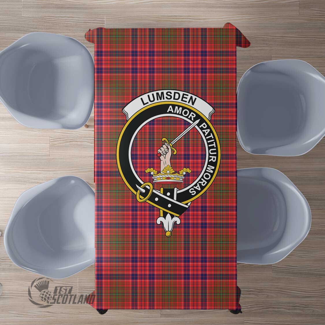 Scottish Lumsden Modern Tartan Crest Rectangle Tablecloth Full Plaid