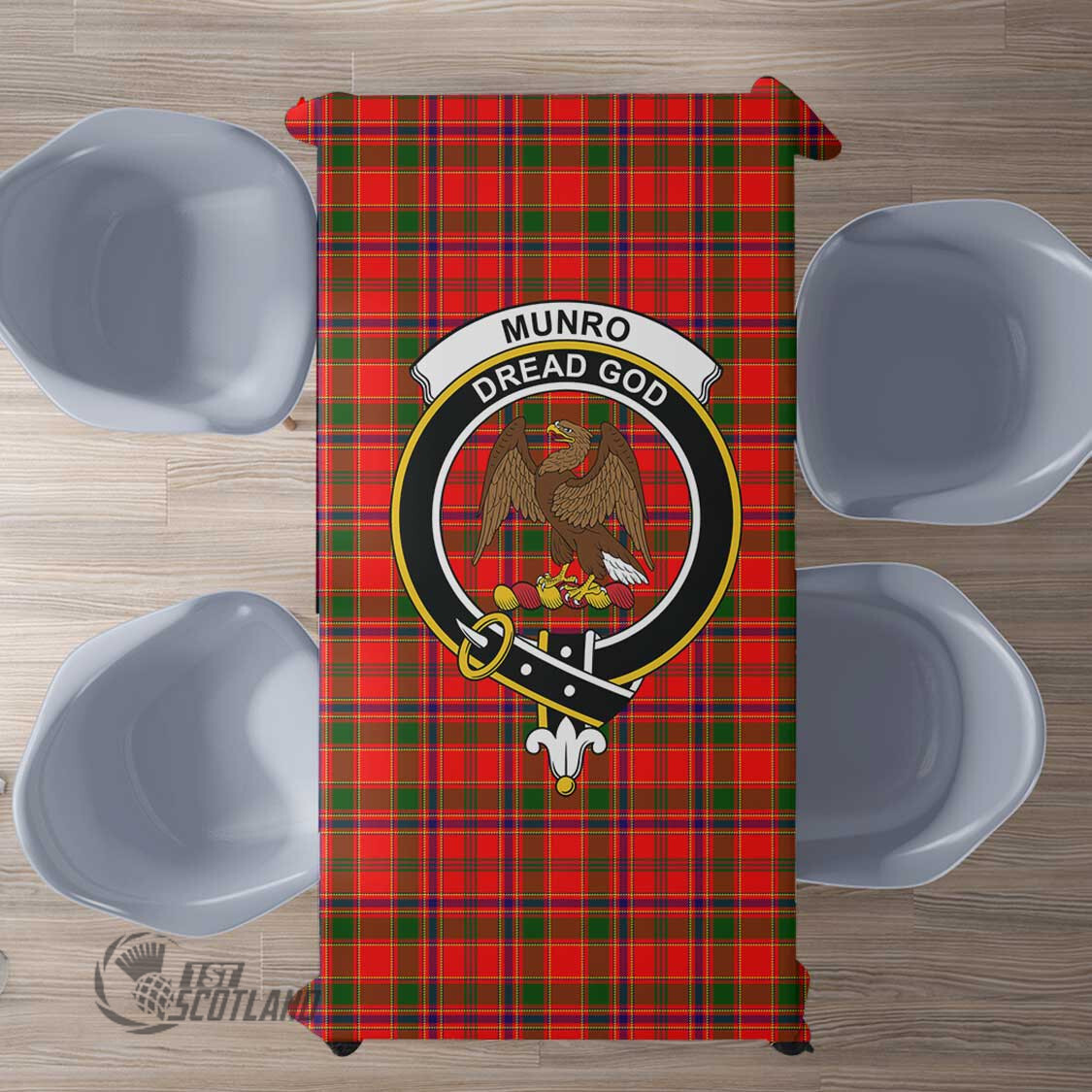 Scottish Munro Modern Tartan Crest Rectangle Tablecloth Full Plaid