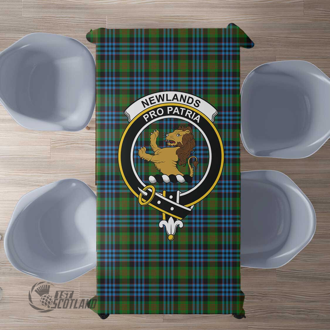 Scottish Newlands of Lauriston Tartan Crest Rectangle Tablecloth Full Plaid