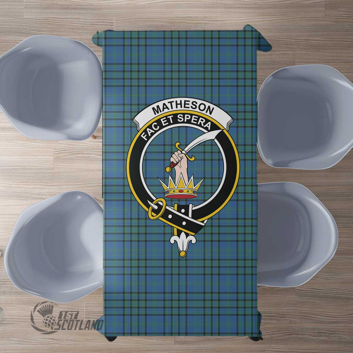 Scottish Matheson Hunting Ancient Tartan Crest Rectangle Tablecloth Full Plaid