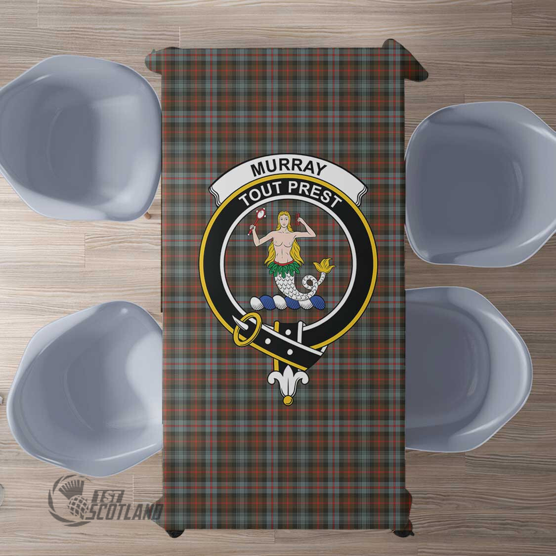Scottish Murray of Atholl Weathered Tartan Crest Rectangle Tablecloth Full Plaid