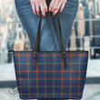 Scottish Agnew Modern Tartan Leather Tote Bag Full Plaid