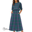 Scottish Douglas Modern Tartan Elastic Waist Dress Full Plaid