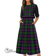 Scottish Urquhart Modern Tartan Elastic Waist Dress Full Plaid