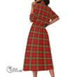 Scottish Morrison Red Modern Tartan Elastic Waist Dress Full Plaid