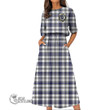 Scottish Hannay Modern Tartan Crest Elastic Waist Dress Full Plaid