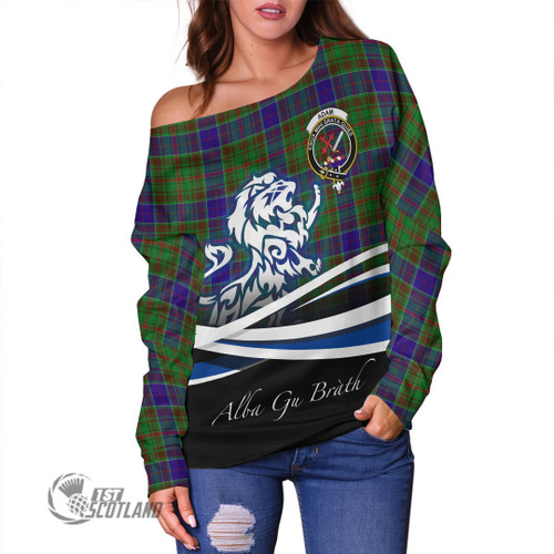 Adam Clothing Top - Lion Rampant Scotland Forever Tartan Crest Off Shoulder Sweater A35