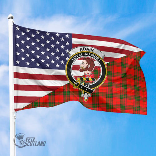 Adair Home Decor - Scottish American Tartan Crest Flag A35