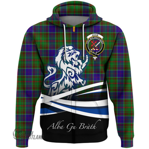Adam Clothing Top - Lion Rampant Scotland Forever Tartan Crest Zip Hoodie A35