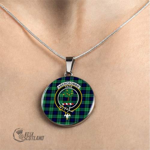 Abercrombie Jewelry - Full Plaid Tartan Crest Circle Necklace A7