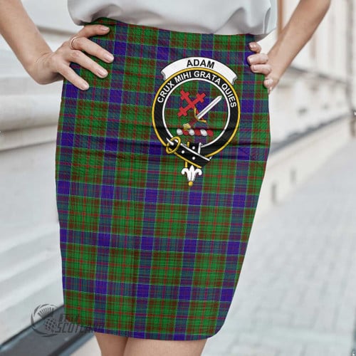 Adam Women Skirt - Full Plaid Tartan Crest Fitted Skirt A7