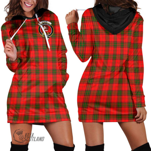 Adair Women Dress - Full Plaid Tartan Crest Hoodie Dress A7