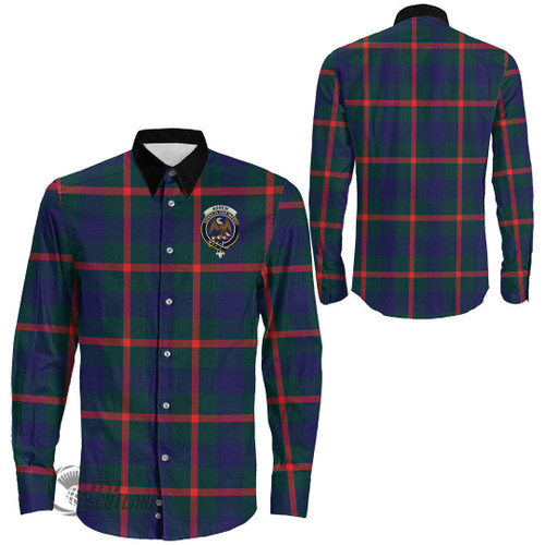 Agnew Modern Clothing Top - Full Plaid Tartan Crest Long Sleeve Button Shirt A7