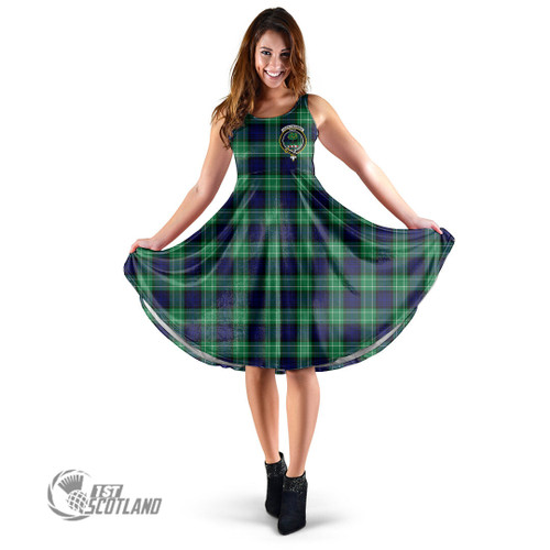 Abercrombie Women Dress - Full Plaid Tartan Crest Midi Dress A7