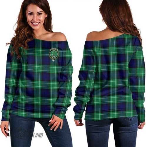 Abercrombie Clothing Top - Full Plaid Tartan Crest Off Shoulder Sweater A7