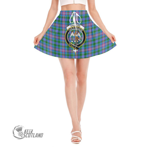 Ralston Women Skirt - Full Plaid Tartan Crest Ruffled Mini Skirt A7