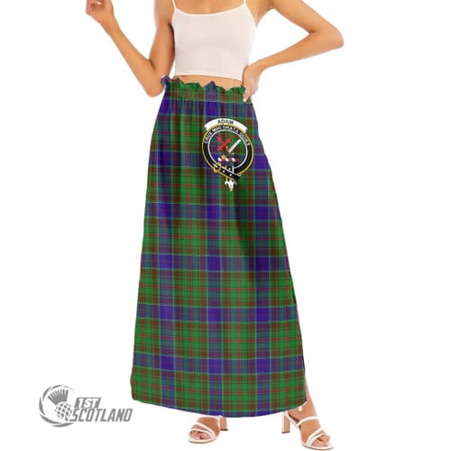 Adam Women Skirt - Full Plaid Tartan Crest Side Split Long Skirt A7