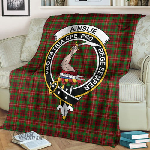 Ainslie Home Decor - Full Plaid Tartan Crest Blanket A7