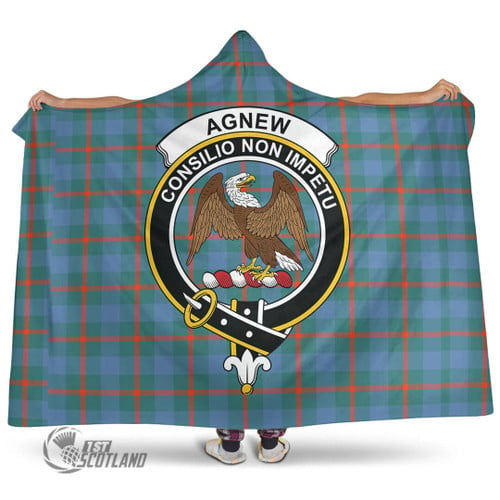 Agnew Ancient Accessory - Full Plaid Tartan Crest Hooded Blanket A7