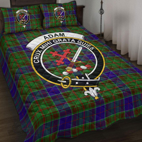 Adam Home Decor - Full Plaid Tartan Crest Quilt Bed Set A7