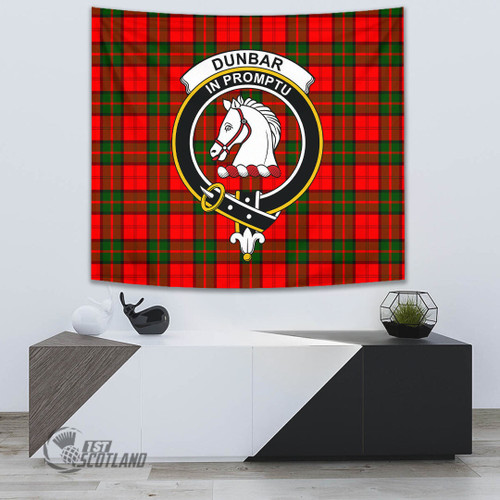 Dunbar Modern Home Decor - Full Plaid Tartan Crest Tapestry A7