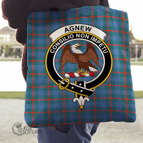 Agnew Ancient Bag - Full Plaid Tartan Crest Tote Bag A7