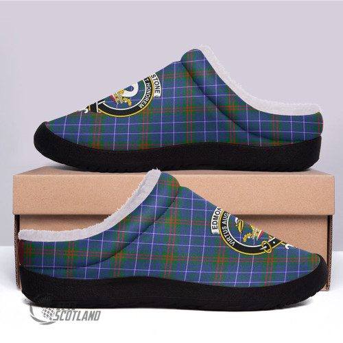 Edmonstone Footwear - Full Plaid Tartan Crest Fleece Slippers A7