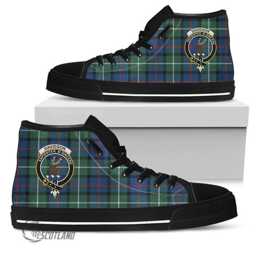 Davidson of Tulloch Footwear - Full Plaid Tartan Crest High Top Canvas Shoes A7