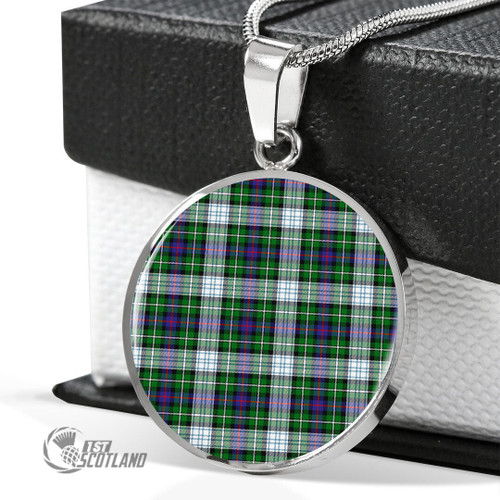 MacKenzie Dress Modern Jewelry - Full Plaid Tartan Circle Necklace A7