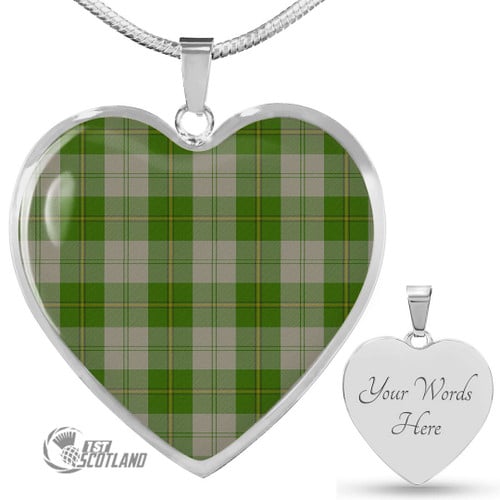 Cunningham Dress Green Dancers Jewelry - Full Plaid Tartan Heart Necklace A7