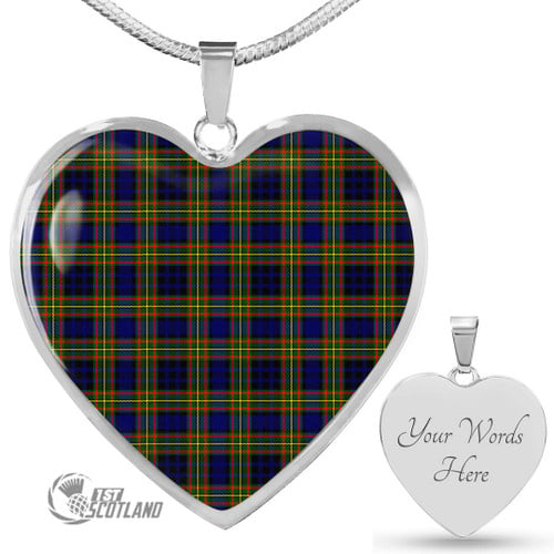 Clelland Modern Jewelry - Full Plaid Tartan Heart Necklace A7