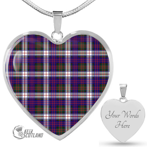 MacDonald Dress Modern Jewelry - Full Plaid Tartan Heart Necklace A7