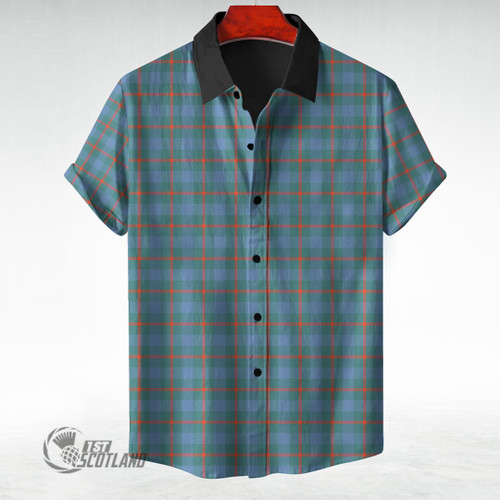 Agnew Ancient Clothing Top - Full Plaid Tartan Short Sleeve Button Shirt A7