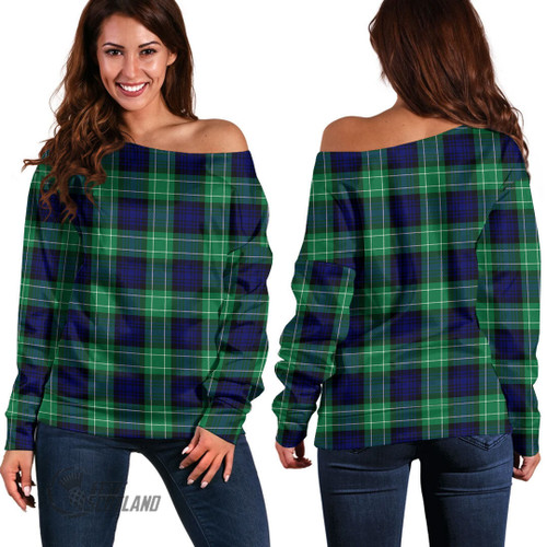Abercrombie Clothing Top - Full Plaid Tartan Off Shoulder Sweater A7