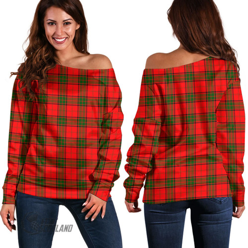 Adair Clothing Top - Full Plaid Tartan Off Shoulder Sweater A7