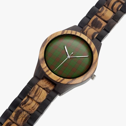 Maxwell Hunting Watch - Full Plaid Tartan Indian Ebony Wooden Watch A7