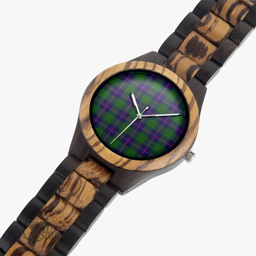 Shaw Modern Watch - Full Plaid Tartan Indian Ebony Wooden Watch A7