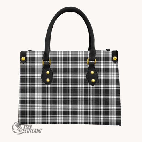 Menzies Black & White Modern Bag - Full Plaid Tartan Square Tote Bag A35