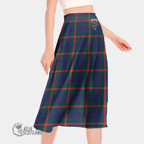 Agnew Modern Women Skirt - Full Plaid Tartan Crest Long Chiffon Skirt A7