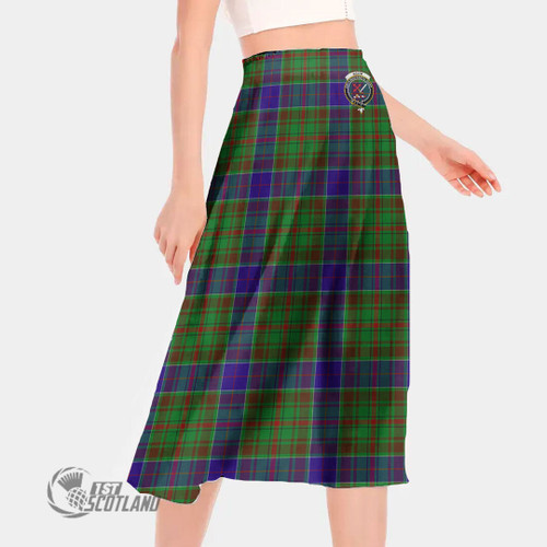 Adam Women Skirt - Full Plaid Tartan Crest Long Chiffon Skirt A7