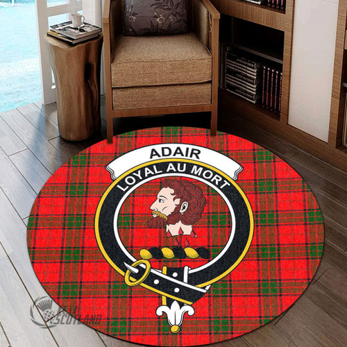 Adair Home Decor - Full Plaid Tartan Crest Round Carpet A7