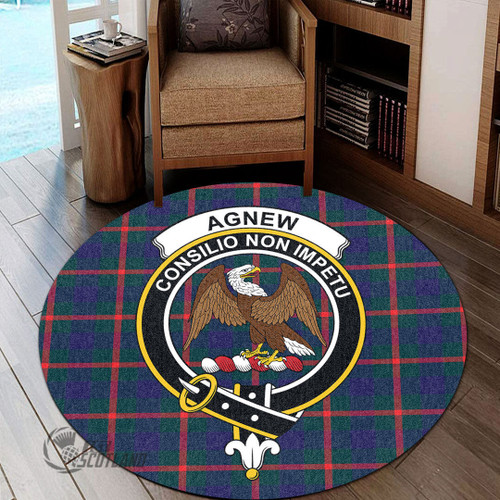 Agnew Modern Home Decor - Full Plaid Tartan Crest Round Carpet A7
