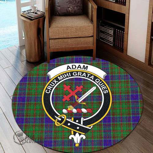 Adam Home Decor - Full Plaid Tartan Crest Round Carpet A7