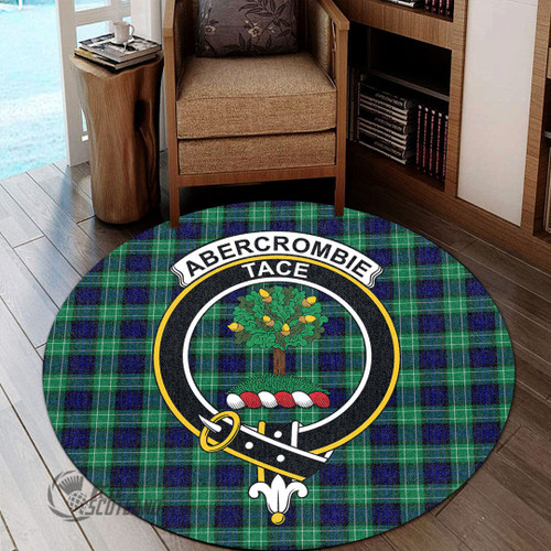 Abercrombie Home Decor - Full Plaid Tartan Crest Round Carpet A7