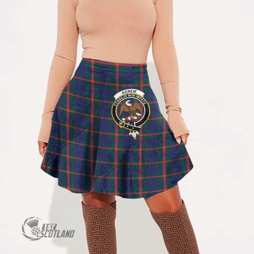 Agnew Modern Women Skirt - Full Plaid Tartan Crest Mini Skirt A7