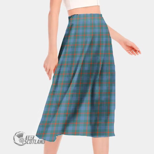 Agnew Ancient Women Skirt - Full Plaid Tartan Long Chiffon Skirt A7