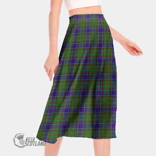 Adam Women Skirt - Full Plaid Tartan Long Chiffon Skirt A7