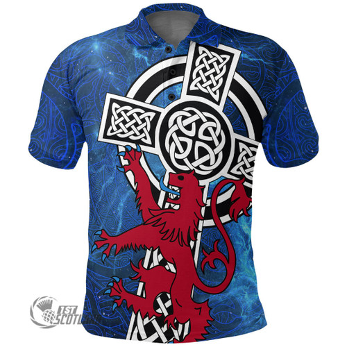 Scottish Clothing - Lion Rampant With Celtic Cross Polo Shirt A7